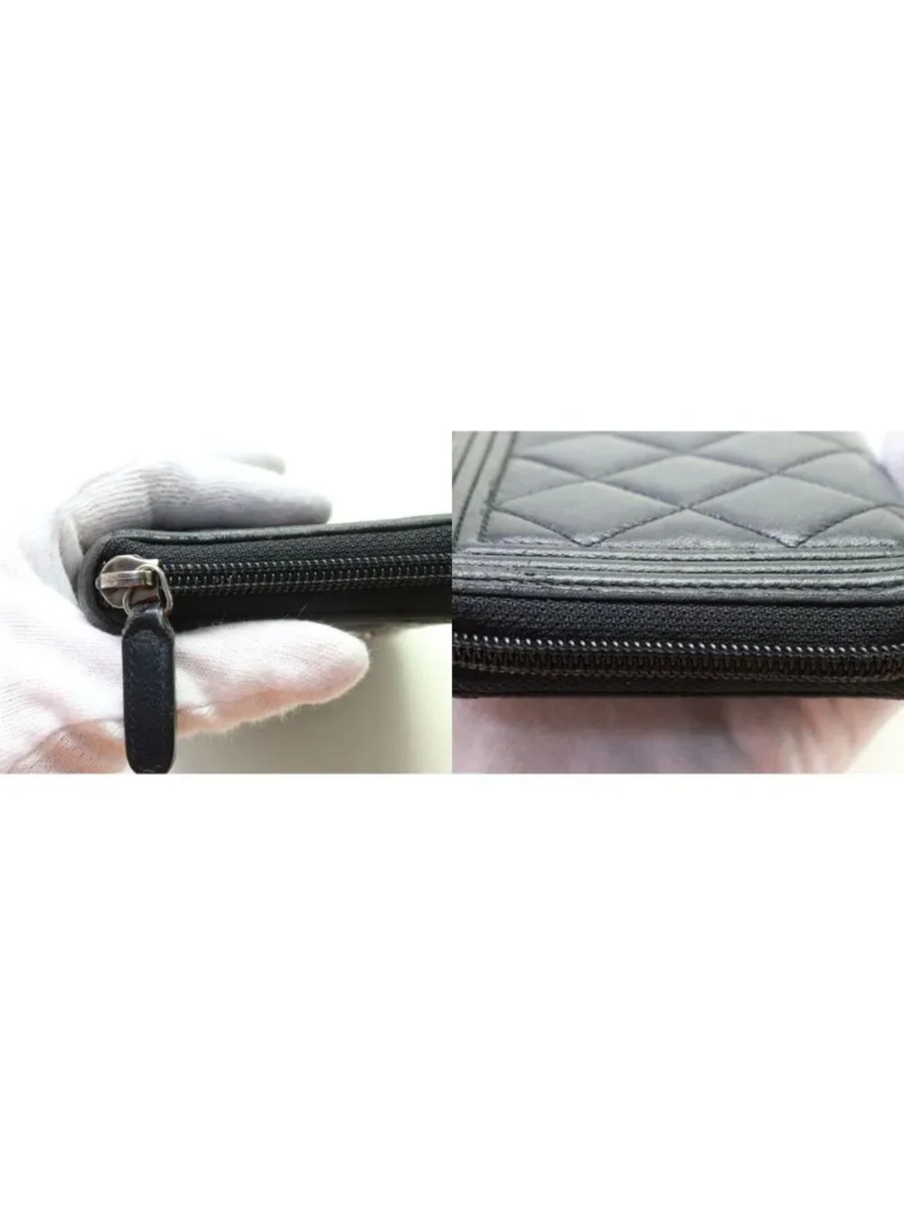 Chanel Boy Lambskin Zip Around Wallet